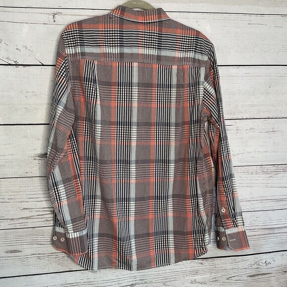 Tommy Bahama Jeans Men’s Medium Orange Western Plaid Long Sleeve‎ Button Down - Picture 10 of 11